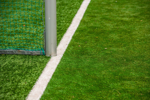 Goal post and markings of a football field. - Fotoğraf, Görsel