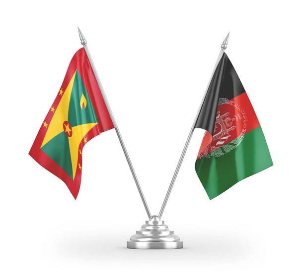 Afganisztán és Grenada tábla zászlók elszigetelt fehér háttér 3d renderelés  - Fotó, kép