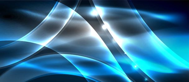 Abstracte achtergrond. Glanzend design neon golven met lichteffecten, techno trendy design. Vector Illustratie voor Behang, Banner, Achtergrond, Kaart, Boek Illustratie, Landingspagina - Vector, afbeelding