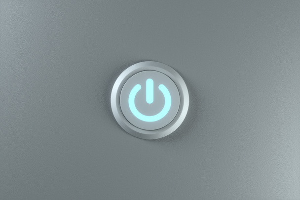 Botón e interruptor con fondo gris, concepción abstracta, renderizado 3D. Dibujo digital informático
. - Foto, Imagen