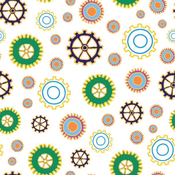 Spare Parts cogs and gears seamless repeat vector pattern - Vektor, Bild