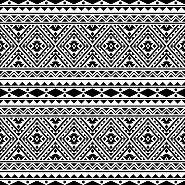 Aztec ethnic seamless pattern design in black and white color. Ethnic Illustration vector. - Vector, Image