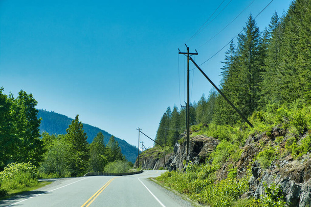 Ruta forestal escénica durante un vibrante día de verano. Tomado de campista, Ucluelet y Tofino, Isla Vancouver, BC, Canadá
 - Foto, Imagen