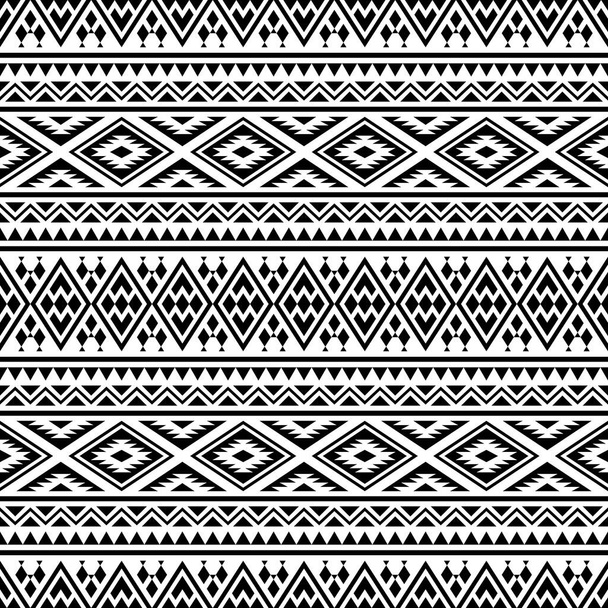 Saumaton etninen kuvio. Perinteinen heimojen kuvio mustavalkoinen väri - Vektori, kuva