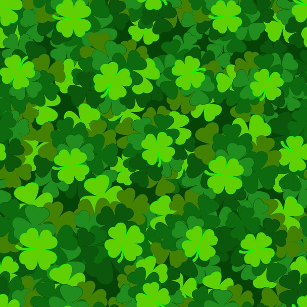 Мультфильм очерчен зеленый лист клевера декоративный безseamless узор фон
 - Вектор,изображение