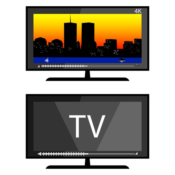 白い背景の暗い色の2つのテレビのアイコンは - ベクター画像