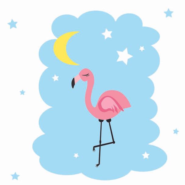 aranyos rózsaszín flamingo illusztráció vektor dekoráció - Fotó, kép