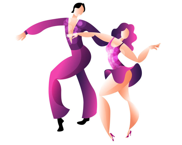 Beautiful couple dancing Latin American dance of samba. - Vector, Image