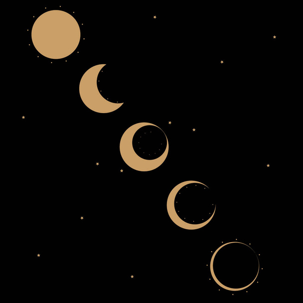 the phases of the moon light vector - Vector, Image