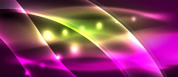 Abstract background. Shiny design neon waves with light effects, techno trendy design. Vector Illustration For Wallpaper, Banner, Background, Card, Book Illustration, landing page - Vektör, Görsel