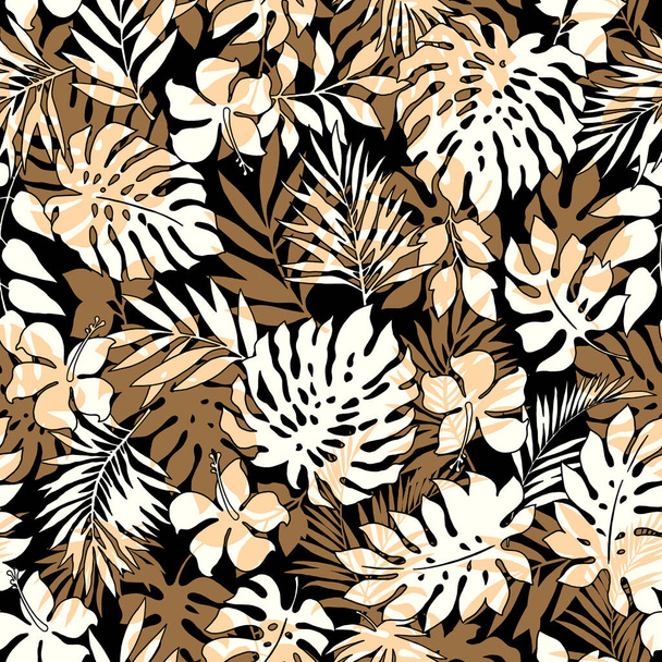 Beautiful tropical plant seamless pattern illustration, - Vektör, Görsel