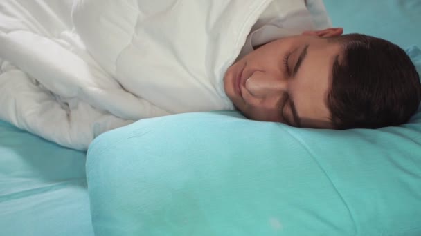 sleeping young man, close-up. good night, good sleep - Footage, Video