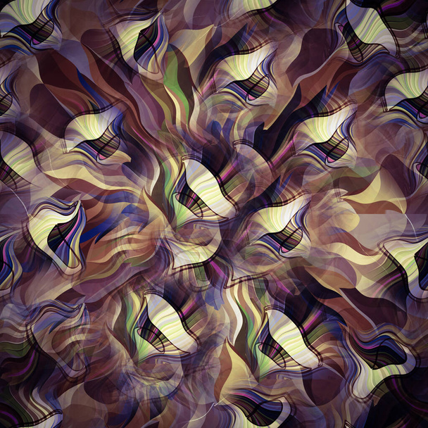 kudrnatý květinový efekt abstraktní umělecké dílo bezešvé - Fotografie, Obrázek
