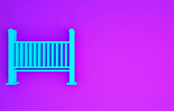 Синій Дитяче ліжечко колиска значок ізольовані на фіолетовому фоні. Концепція мінімалізму. 3D ілюстрація 3D рендеринга
 - Фото, зображення