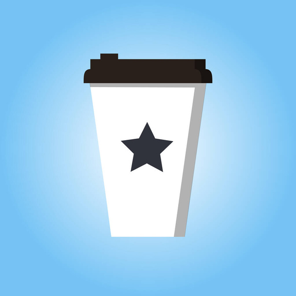 Coffee Paper Cup - Mockup sablon kávézó, étterem márka identitás design. Fekete, fehér, barna Kávé Kupa Mockup. Eldobható műanyag és papír evőeszközök vektor sablon forró italok - Vektor, kép