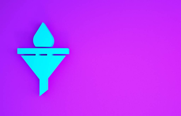 Imbuto blu o filtro e icona goccia olio motore isolato su sfondo viola. Concetto minimalista. Illustrazione 3d rendering 3D
 - Foto, immagini