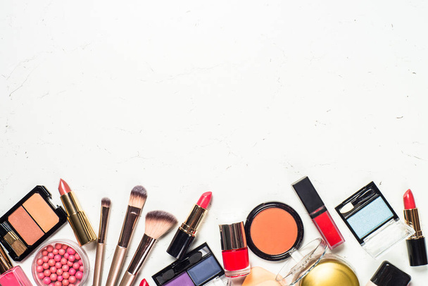 Makeup professional cosmetics on white background. - Photo, Image