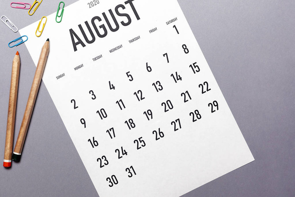 August 2020 simple calendar - Zdjęcie, obraz