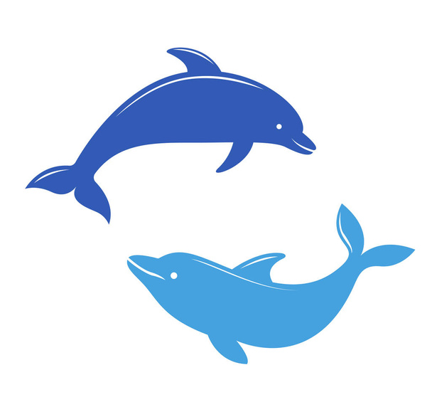 Dolphin silhouettes on the white background. - Vector, Image