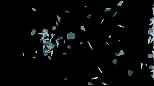Animation von Blue Broken Glass Bruch auf schwarzem Hintergrund, 3D-Rendering - Filmmaterial, Video