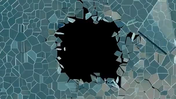 Animation de bris de verre cassé bleu sur fond noir, rendu 3D
 - Séquence, vidéo