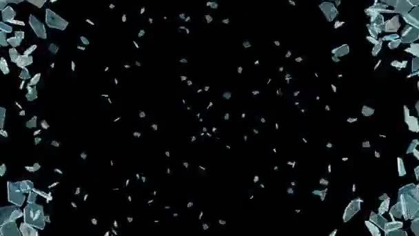 Animación de rotura de cristal roto azul sobre fondo negro, representación 3D
 - Metraje, vídeo