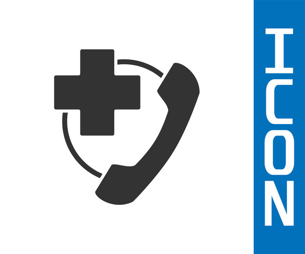 Grey Επείγουσα κλήση στο νοσοκομείο εικονίδιο απομονώνονται σε λευκό φόντο. Εικονογράφηση διανύσματος - Διάνυσμα, εικόνα