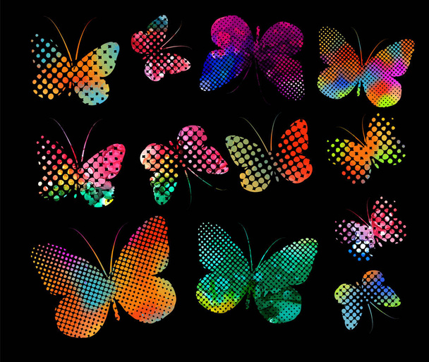 Ensemble de papillons multicolores à partir de points. Illustration vectorielle
 - Vecteur, image