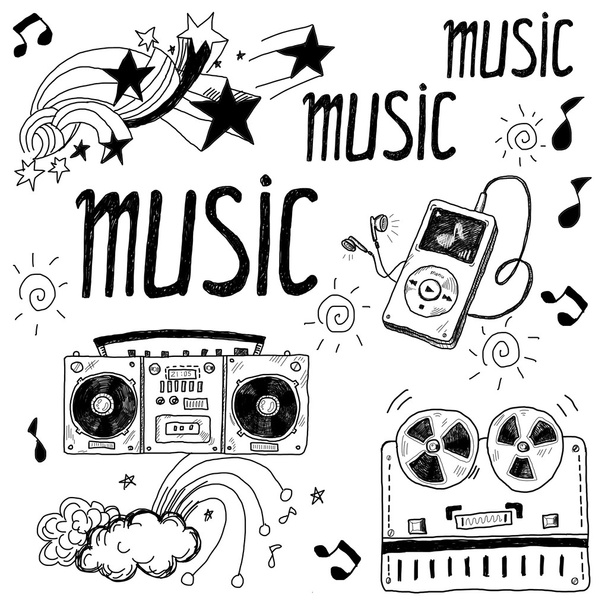Sketchy music illustrations - Foto, imagen
