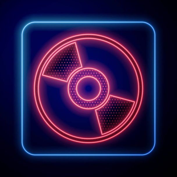Светящийся неоновый CD или DVD диск значок изолирован на синем фоне. Знак компакт-диска. Векторная миграция
 - Вектор,изображение