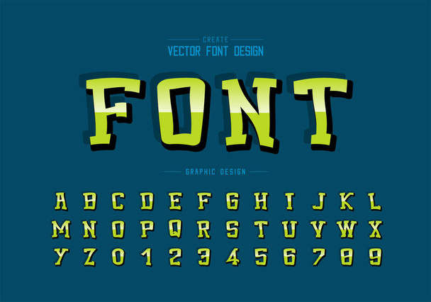 Reflective font and cartoon alphabet vector, Gradient typeface and number design - Vector, Image