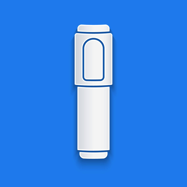 Paper cut Marker pen icon isolated on blue background. Paper art style. Vector Illustration - Vector, Image