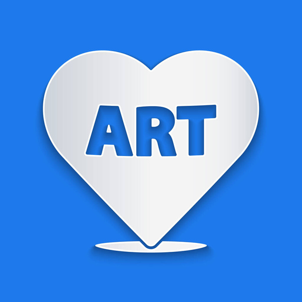 Corte de papel Corazón con icono de arte de texto aislado sobre fondo azul. Estilo de arte de papel. Ilustración vectorial
 - Vector, imagen