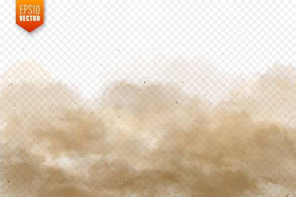 Realistické mraky prachu. Písečná bouře. Znečištěný špinavý hnědý vzduch, smog. Vektorová ilustrace. - Vektor, obrázek