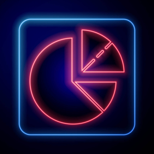 Ragyogó neon Pie chart infographic ikon elszigetelt kék alapon. Diagram diagram jel. Vektorillusztráció - Vektor, kép