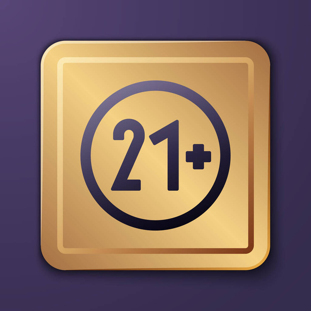 Viola 21 più icona isolata su sfondo viola. Icona contenuti adulti. Pulsante quadrato oro. Illustrazione vettoriale
 - Vettoriali, immagini