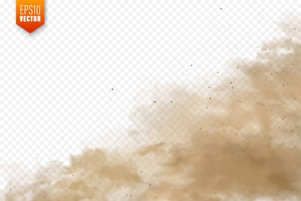 Nuvole di polvere realistiche. Tempesta di sabbia. Aria sporca marrone inquinata, smog. Illustrazione vettoriale. - Vettoriali, immagini