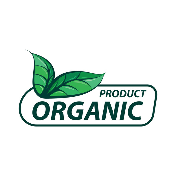 Organic sign with green leaves. Vector - Vector, afbeelding
