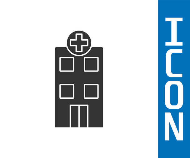 Bâtiment hospitalier médical gris avec icône croix isolée sur fond blanc. Centre médical. Soins de santé. Illustration vectorielle
 - Vecteur, image