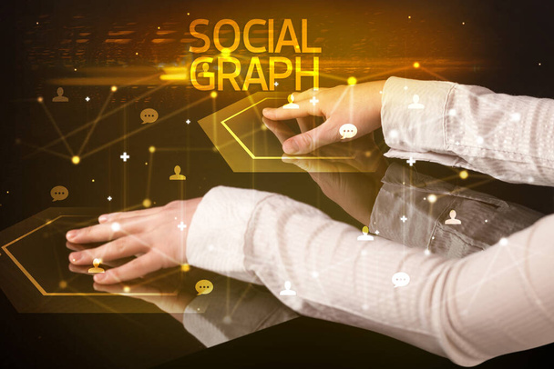 Πλοήγηση κοινωνικής δικτύωσης με κοινωνικά εικονίδια - Φωτογραφία, εικόνα