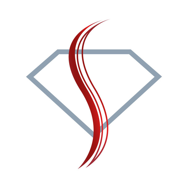 Color rojo S alfabeto gemas diamante forma logo
 - Vector, imagen