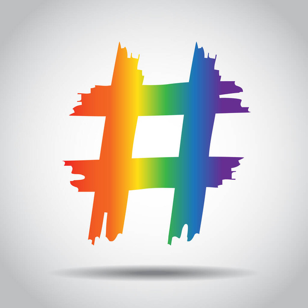 Hashtag teken icoon. Handgetekende stijl. LGBT kleur. Vector illustratie. EPS10 - Vector, afbeelding