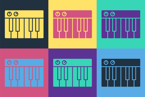 Pop art Muzyka syntezator ikona izolowane na tle koloru. Elektroniczne pianino. Ilustracja wektora - Wektor, obraz