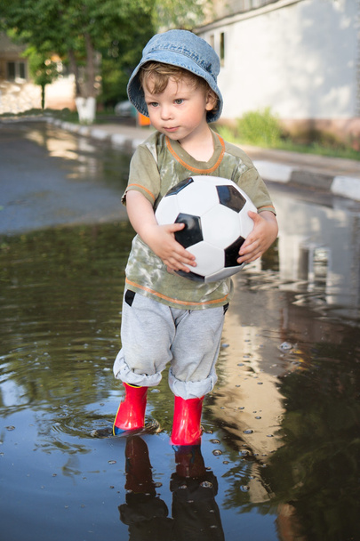 Happy boy with ball outdoors - Zdjęcie, obraz