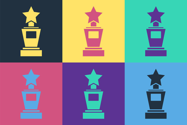 Pop Art Award cup kuvake eristetty väri tausta. Voittajan palkintosymboli. Mestaruus tai kilpailu pokaali. Urheilun saavutus merkki. Vektorikuvaus - Vektori, kuva