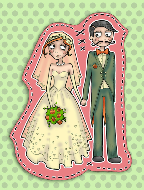 Иллюстрация свадебной пары
 - Фото, изображение