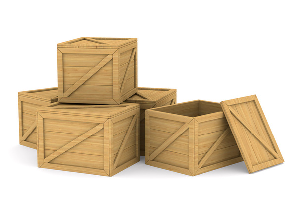 wooden boxes. Isolated 3D image - Φωτογραφία, εικόνα