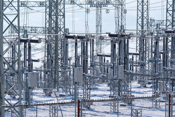 Increase in the cost of electricity. Distribution electric substation. - Photo, Image