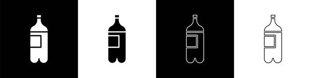 Set Bottiglia di icona dell'acqua isolata su sfondo bianco e nero. Segno di bibita gassata. Illustrazione vettoriale - Vettoriali, immagini