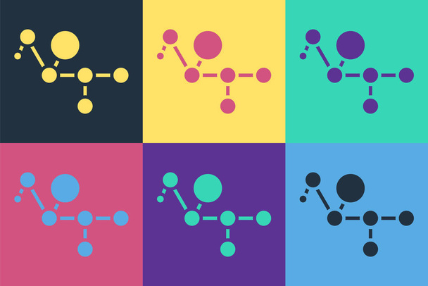 Pop art Ikona molekuly konopí izolované na barevném pozadí. Molekulární struktury kanabidiolu, vzorec Thc a Cbd. Marihuana nebo konopí. Vektorová ilustrace - Vektor, obrázek